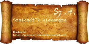 Szmicsák Alexandra névjegykártya